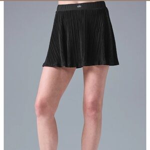 ALO Micro Plisse Tennis Skirt New S Black